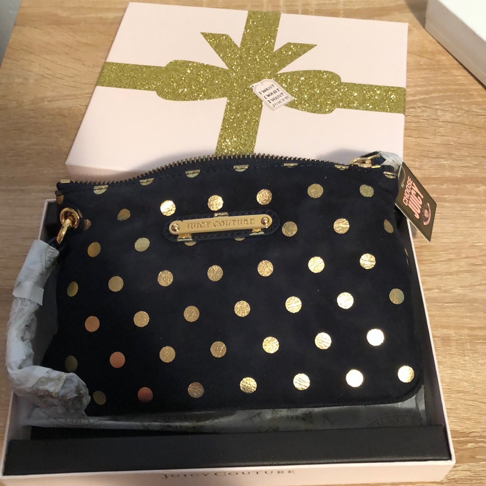 New Juicy Couture wristlet boxed, polka dotted